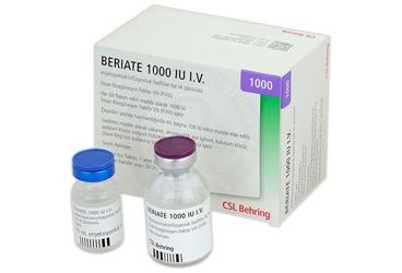 BERIATE 1000 IU IV enjeksiyon için liyofilize toz içeren 1 flakon { CSL Behring } kutu görseli