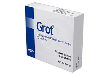 GROT 50 mg/2 ml I.M./I.V. enjeksiyonluk çözelti içeren 6 ampül kutu görseli