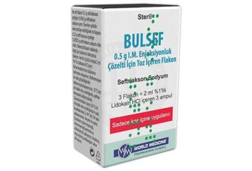 BULSEF 0.5 G I.M enjeksiyonluk çözelti için toz içeren flakon (3 flakon+ 3 ampül) kutu görseli