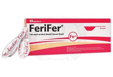 FERIFER 100 mg/5 ml oral çözelti içeren 28 kaşık { Berat Beran } kutu görseli