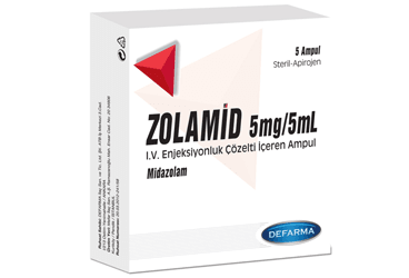 ZOLAMID 5 mg/5 ml enjeksiyonluk çözelti içeren 5 ampül kutu görseli