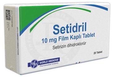 SETIDRIL 10 mg film kaplı tablet (20 film tablet) kutu görseli