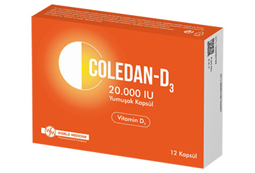 COLEDAN-D3 20.000 I.U yumuşak kapsül (12 kapsül) kutu görseli
