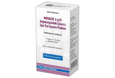 ROTACEF 2 gr I.V.enjeksiyon için toz içeren flakon kutu görseli