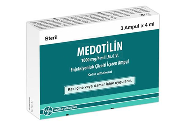 MEDOTILIN 1000 mg / 4 ml ENJEKSIYONLUK ÇÖZELTI IÇEREN ampül (3 ampül) kutu görseli