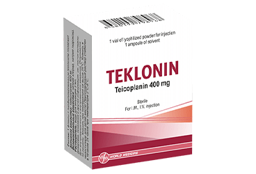 TEKLONIN 400 mg IM/IV enjeksiyonluk çözelti hazırlamak için toz ve çözücü kutu görseli