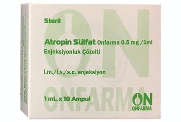 ATROPIN SULFAT ONFARMA 0.5 mg / 1 ml enjeksiyonluk çözelti (10 ampül) kutu görseli