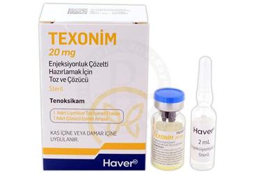 TEXONIM 20 mg enjeksiyonluk çözelti hazırlamak için toz ve çözücü (1 flakon 1 ampül) kutu görseli