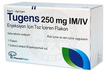 TUGENS 250 mg IM/IV enjeksiyon için toz içeren 1 flakon kutu görseli