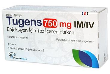 TUGENS 750 mg IM/IV enjeksiyon için toz içeren 1 flakon kutu görseli