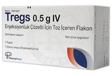 TREGS 0.5 G IV enjeksiyonluk çözelti için toz içeren flakon kutu görseli