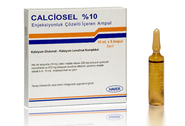 CALCIOSEL %10 enjeksiyonluk çözelti içeren ampül (10 ml 5 ampül) kutu görseli