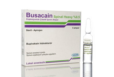 BUSACAIN %0.5 SPINAL HEAVY enj.çöz. içeren ampül kutu görseli