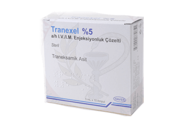 TRANEXEL %5 A/H IV/IM enjeksiyonluk çözelti (10 ampül) kutu görseli