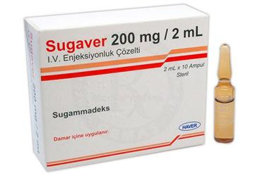 SUGAVER 200 mg/2 ml I.V enjeksiyonluk çözelti (10 flakon) kutu görseli