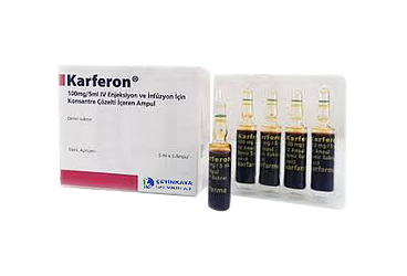 KARFERON 100 mg/5 ml IV enjeksiyon ve infüzyon için konsantre çözelti içeren 5 ampül kutu görseli