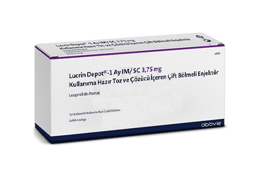 LUCRIN DEPOT 1 AY IM/SC 3.75 mg kullanıma hazır toz ve çözücü içeren çift bölmeli enjektör kutu görseli
