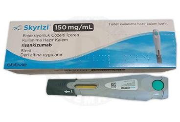 SKYRIZI 150 mg/ml enjeksiyonluk çözelti içeren kullanıma hazır kalem kutu görseli