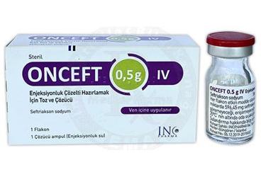 ONCEFT 0.5 G IV enjeksiyonluk çözelti hazırlamak için toz ve çözücü kutu görseli