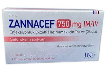 ZANNACEF 750 mg IM/IV enjeksiyonluk çözelti hazırlamak için toz ve çözücü kutu görseli