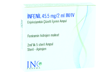 INFENIL 45.5 mg/2 ml IM/IV enjeksiyonluk çözelti içeren ampül (5 ampül) kutu görseli