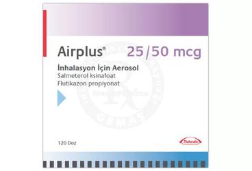 AIRPLUS 25/50 mcg inhilasyon için ölçülü dozlu aerosol 120 doz kutu görseli