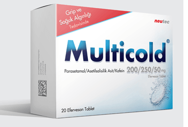 MULTICOLD 200/250/50 mg 20 efervesan tablet { Neutec Inhaler } kutu görseli