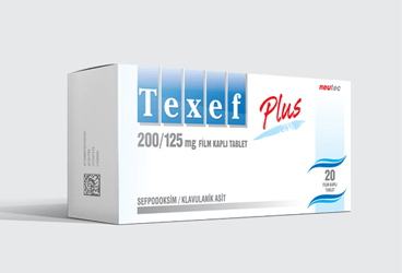 TEXEF PLUS 200/125 mg 20 film kaplı tablet kutu görseli