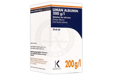 UMAN ALBUMIN 20 G/100 ml 50 ml IV infüzyon için çözelti içeren flakon kutu görseli