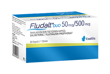 FLUDALT DUO 50/500 mcg inhilasyon için toz içeren 60 kapsül kutu görseli