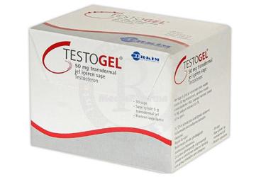 TESTOGEL 50 mg transdermal jel içeren saşe { Centurion Pharma } kutu görseli