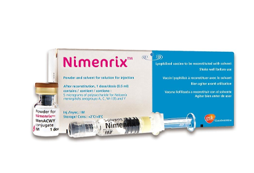 NIMENRIX 0.5 mg IM enj.için toz içeren 1 flakon ve çözücü içeren 1 enjektör kutu görseli