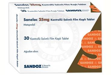 SANELOC 25 mg kontrollü salımlı film kaplı tablet (30 tablet) kutu görseli