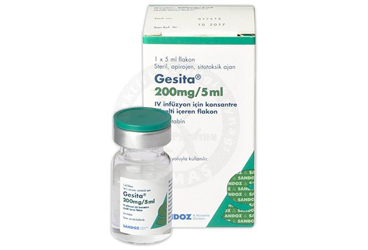 GESITA 200 mg/5 ml infüzyon için konsantre çözelti içeren flakon (1 flakon) kutu görseli