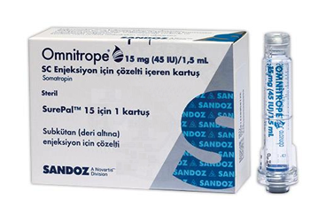 OMNITROPE 15 mg (45 IU)/1.5 ml SC enj. için çözelti içeren 1 kartuş kutu görseli