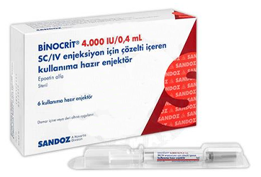 BINOCRIT 4000 IU/0.4 ml SC/IV enjeksiyon için çözelti içeren 6 kullanıma hazır enjektör kutu görseli