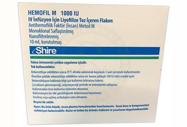 HEMOFIL M 1000 IU IV infüzyon için liyofilize toz içeren flakon kutu görseli