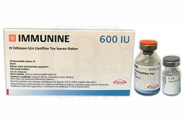 IMMUNINE 600 IU IV infüzyon için liyofilize toz içeren flakon kutu görseli