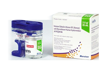 HYQVIA 2.5 G / 25 ml SC kullanım için infüzyonluk çözelti içeren flakon (2 flakon) kutu görseli