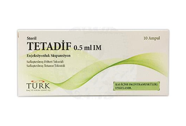 TETADIF 0.5 ml IM enjeksiyonluk süspansiyon (1 ampül) kutu görseli