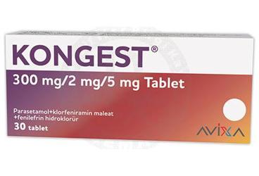 KONGEST 300 mg/2 mg/5 mg tablet (30 adet kutu görseli
