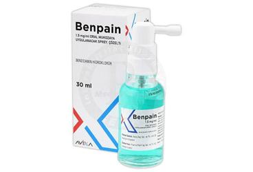 BENPAIN 1.5 mg/ml oral mukozaya uygulanacak sprey çözelti kutu görseli