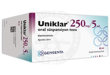 UNIKLAR 250 mg/5 ml oral SUSPANSiYON tozu (50 ml) kutu görseli