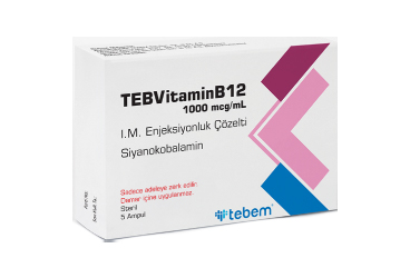TEB VITAMIN B12 1000 mcg/ml IM enjeksiyonluk çözelti (5X1 ml ampül) kutu görseli