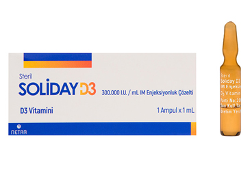 SOLIDAY D3 300.000 I.U./ml IM enjeksiyonluk çözelti (1 ampül) kutu görseli