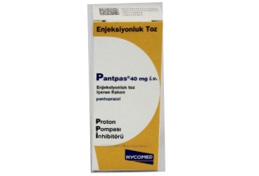 PANTPAS 40 mg IV enjeksiyonluk toz içeren flakon kutu görseli