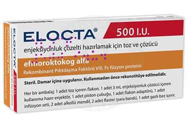 ELOCTA 500 IU IV enjeksiyonluk çözelti hazırlamak için toz ve çözücü kutu görseli