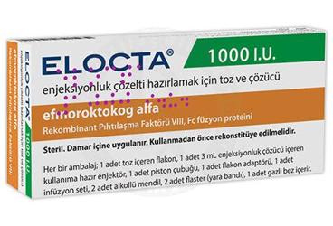 ELOCTA 1000 IU IV enjeksiyonluk çözelti hazırlamak için toz ve çözücü kutu görseli