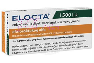 ELOCTA 1500 IU IV enjeksiyonluk çözelti hazırlamak için toz ve çözücü kutu görseli