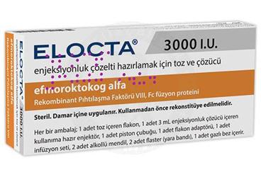 ELOCTA 3000 IU IV enjeksiyonluk çözelti hazırlamak için toz ve çözücü kutu görseli